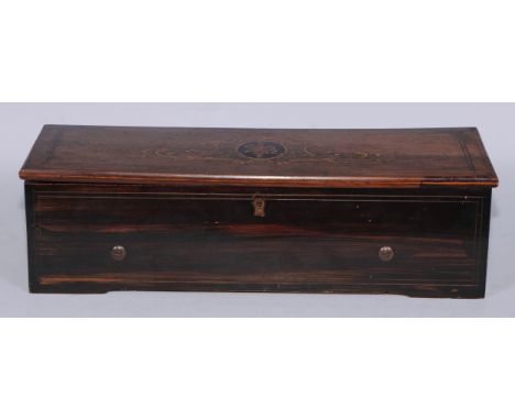 A Swiss Nicole Freres musical box,  27.5cm pinned cylinder, one  comb, playing six airs, listed lithographed tune sheet, no36