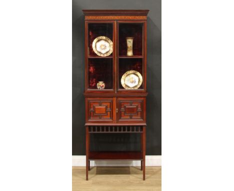 A late Victorian mahogany display cabinet, by Collinson &amp; Lock, stamped and numbered 5109, in the manner of Bruce Talbert