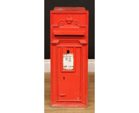 Architectural Salvage &amp; Reclamation - a George V cast iron post box, W.T. Allen &amp; Co, London, 72cm high, the front 27