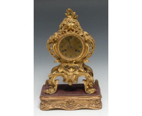 A 19th century Louis XIV Revival ormolu mantel clock, 7.5cm gilt-brass dial inscribed Rouilly &amp; Hooker, Paris, twin-windi