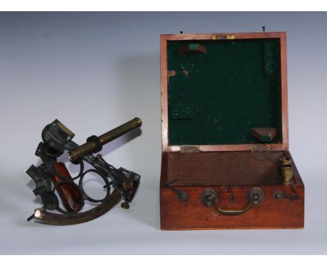 A sextant, inscribed Marshall, London, additional lenses, mahogany fitted case 