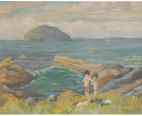 G.M. Carlisle (first-half, 20th century) A Halcyon Summer, children playing by the coastsigned, oil on board, 27.5cm x 33cm 
