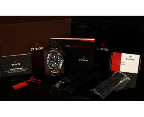 A Tudor Black Bay 'Royalty and Specialist Protection', model 79220B, stainless steel wristwatch, the black dial with the insi