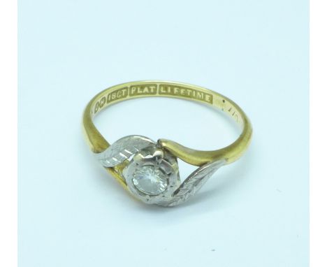 An 18ct gold and diamond solitaire ring, 2.0g, J