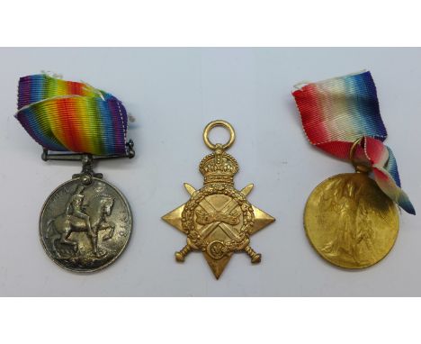 A trio of First World War medals to 17084 L. Cpl T.W. Blackman Linc.R.
