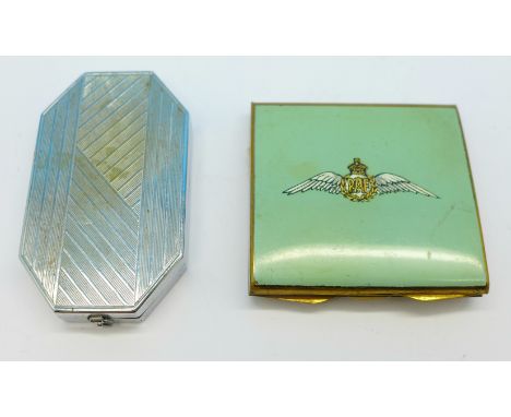 An RAF emblem compact and a French made compact