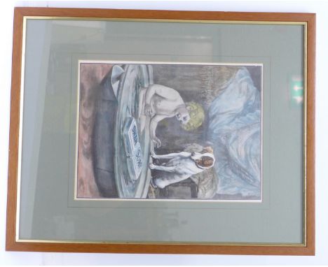 An illustrated London News hand coloured advertising print for Swan Soap