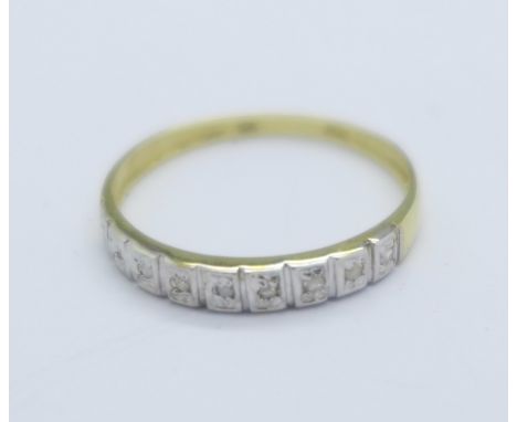 A 9ct gold and diamond ring, 0.9g, O