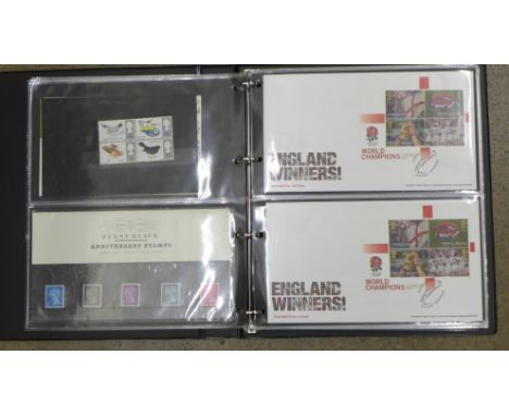 An album of postal history, first day covers and ephemera, including Australia 1952 first day cover, 1941 Canada envelope wit