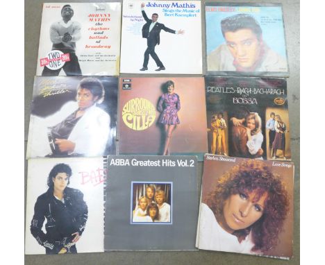 LP records including Johnny Mathis, Cilla Black, Elvis Presley, Michael Jackson, ABBA and Barbra Streisand