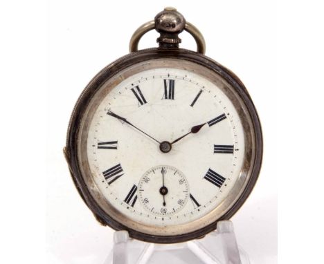 Last quarter of 19th century silver cased open faced cylinder watch, the frosted and jewelled movement with cylinder escapeme