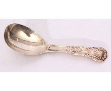 William IV Kings pattern caddy spoon, double struck, initialled, length 10.6cm, weight approx 28gms, London 1832, maker's mar