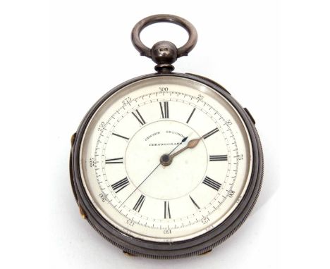 Last quarter of the 19th century silver cased open face centre seconds lever watch, No 65032, the frosted gilt and jewelled t