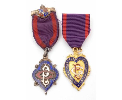 Mixed Lot: vintage enamel silver medallion, The Independent Order of Oddfellows, Manchester Unity, hallmarked Birmingham 1915