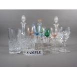 Five Stuart Crystal wine glasses, a set of six similar smaller Royal Brierley wines, high ball