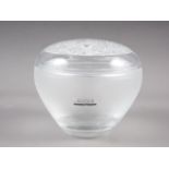 A Lalique frosted glass bowl with relief floral patterned cover, 5" dia x 4 1/2" high, in fitted box