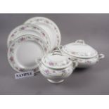An A E Grayle and Hartley part dinner service with floral and swag decoration, comprising four