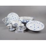 A quantity of mostly Royal Copenhagen blue and white china including a tureen, platters, plates,