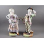A pair of Continental porcelain figures, young children in period costume, 16" high