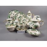 A Masons "Green Chartreuse" pattern part combination service, including a coffee pot, a teapot, a