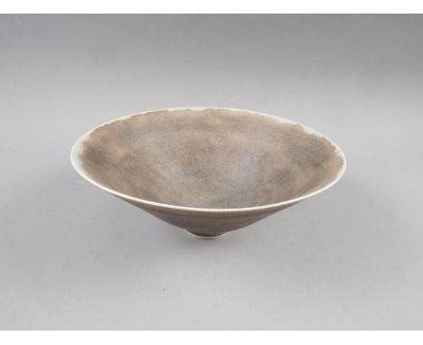 †A Lucie Rie studio pottery brown glazed bowl of tapered form, 8 3/4" dia x 3 1/2" high †ARR - Artist's Resale Right: This lo