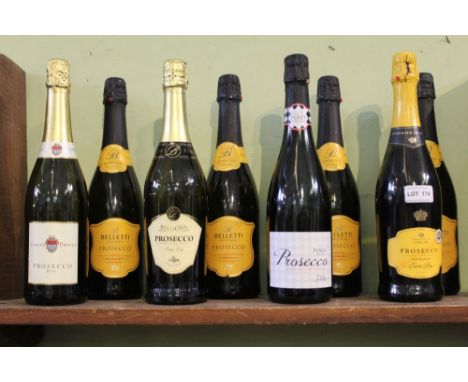 Eight bottles of Prosecco various 