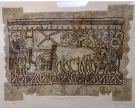 Valerie Thornton (1931?1991) British, Pencil signed limited edition etching entitled "Etruscan Party", 41/90 dated 88, 45cm x