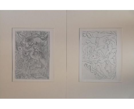 After Pablo Picasso 2 Etching 'Les Baigneuses Surprises' &amp; 'Le Cirque Repetition from Vallard' 24 x 18cm 