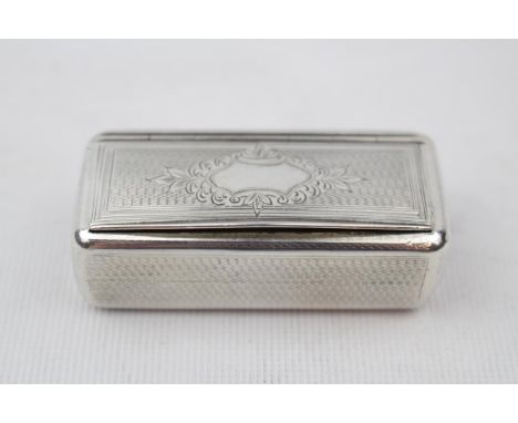 19thC Silver continental snuff box, engine turned - 2.5" wide 42g total weight 