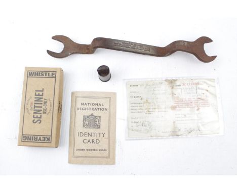 Specialist Spanner for Northwood Thompson FN64 Turret found at former RAF Upwood &amp; a Access Permit dated 1st June 1940 fo