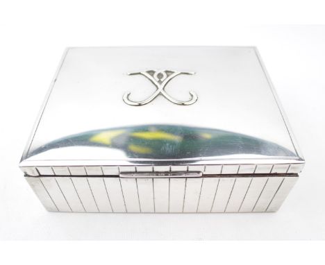 A Large Silver Art Deco style cigarette case (800 standard) - 6.5" wide 