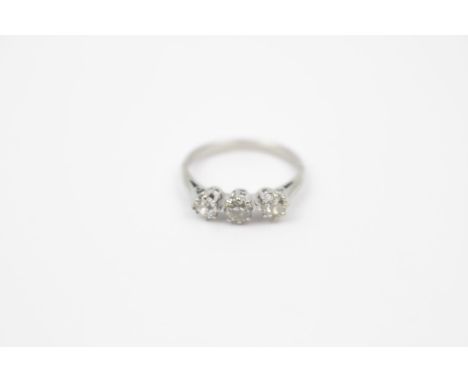 Ladies 18ct White Gold 3 Stone Diamond ring 0.50ct H/I Si estimated, 2.6g total weight, Size K 1/2 