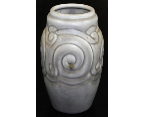 A 20thC pottery Royal Lancastrian pottery vase, in grey with a swirl pattern, impressed marks beneath, 21cm high.