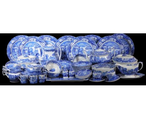 A Copeland Spode's Italian pattern part dinner service, to include lidded vegetable dishes, 26cm wide, open bowl, shaped plat