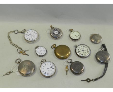 A collection of various pocket watches to include a silver half hunter pocket watch, hallmarked Birmingham 1884, a Jaeger le 