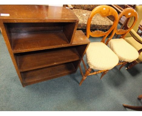 A pair of late Victorian balloon back bedroom chairs with stuff over seats together with an early 20th century mahogany finis