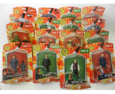 Sixteen Dr Who posable 5" action figures in original cards, 10 series 1 and 6 series 2 to include The Master, The Editor, Sli