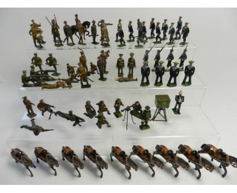 A quantity of lead soldiers and horses by Britains and other manufacturers to include both army and navy types