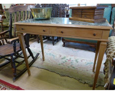 A Pine console table with marble top 