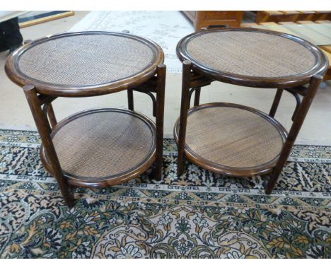 A pair of Cane two tier side table