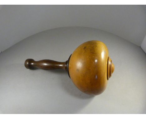 A Treen Mallet on (possibly) Calamander Wood and an oak Barometer