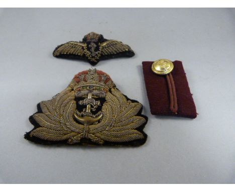 Royal Navy Officer’s cap badges (two of), civil list circa 1902-18. Padded crowned with an anchor mounted on black velvet . S