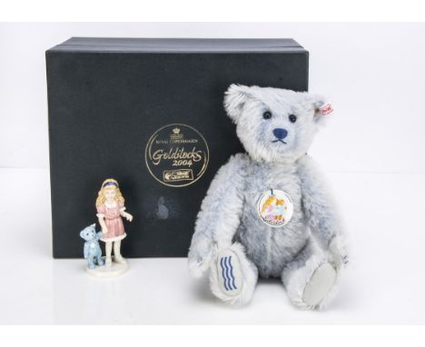 A Steiff limited edition for Royal Copenhagen teddy bear,  249 of 2004 with porcelain figure of girl with bear, in original b