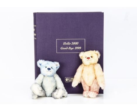 A Steiff limited edition Hello 2000 Good-Bye 1999 set, 3252 for the year, two bears in original book box with certificate and