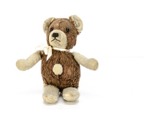 A J K Farnell Bobbles teddy bear 1930s, with brown and beige wool plush, replaced boot eyes, black stitched nose and mouth, u