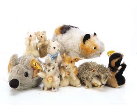 Post-war Steiff rodents and small mammals, a Joggi hedgehog --5½in. (14cm.) long, a dralon Swinny guinea pig, a Goldy hamster