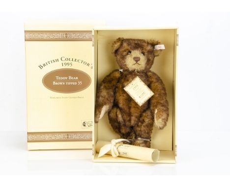 A Steiff limited edition British Collector's Teddy Bear Brown Tipped 35,  343 of 3000, in original box with certificate, 1995