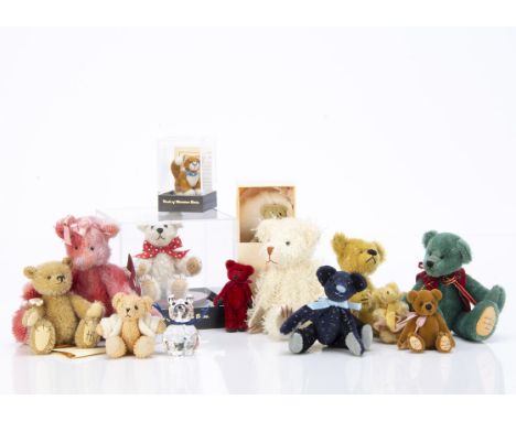 Thirteen miniature and small artist teddy bears, a Hutton Bears --3½in. (9cm.) high, a Hardy Bears, both with card tags; a Sw