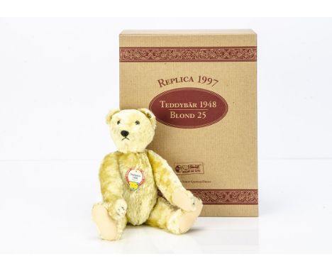 A Steiff limited edition Replica 1997 Teddy Bear 1948 blond 25, 2293 of 5000, in original box with certificate and outer box