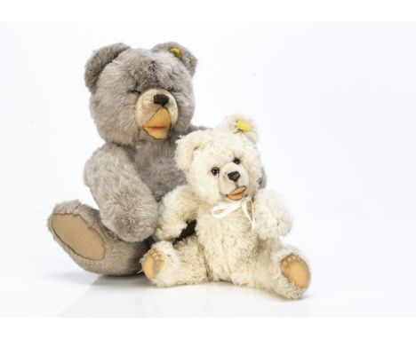 Two Steiff Zotty teddy bears,  a Minky Zotty with swivel head, jointed limbs and script button with yellow cloth tag --15in. 